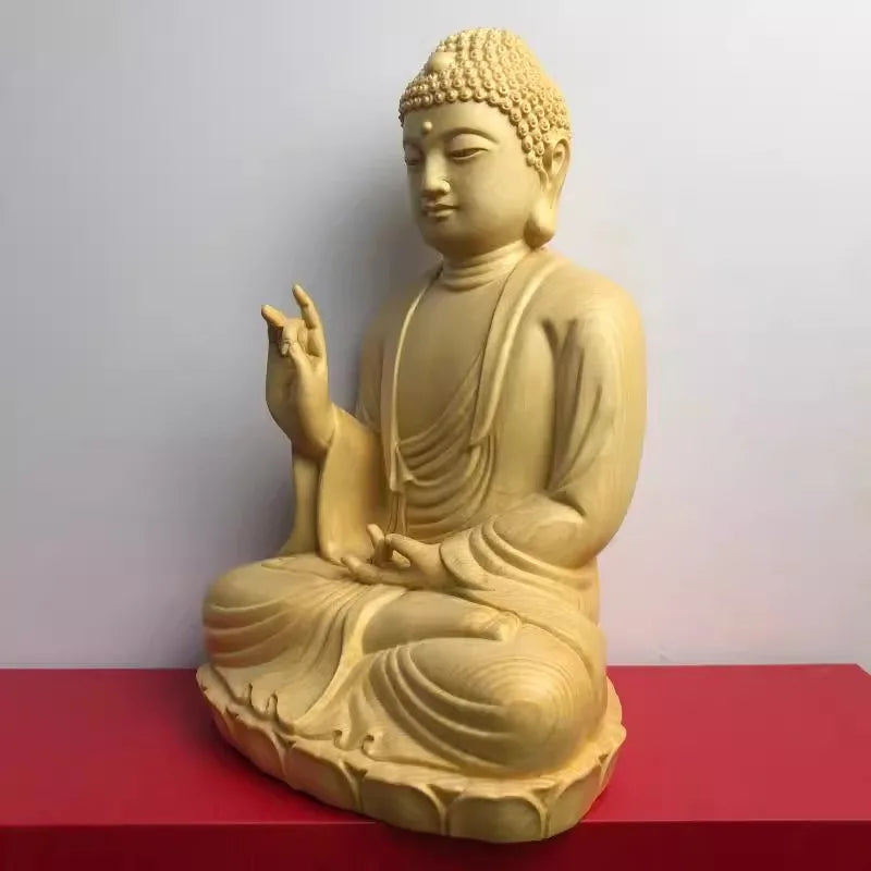 Large wooden buddha statue shakyamuni wood carving for home temple altar shrine zen room decor feng shui gift