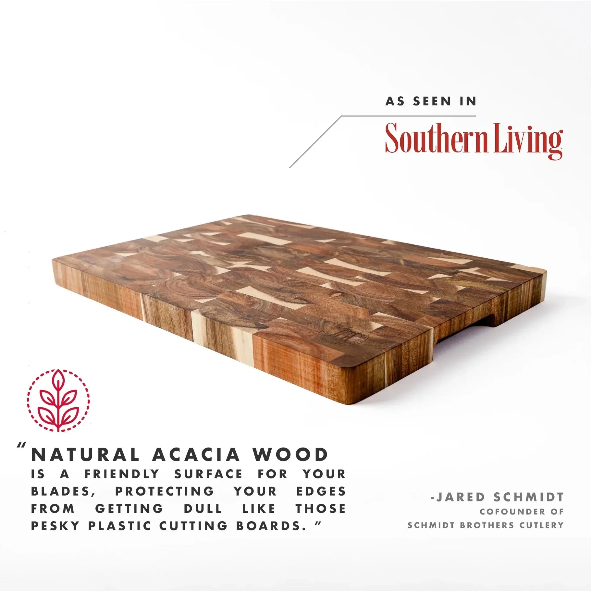 18 inch acacia end-grain cutting board reversible wood butcher block for kitchen meat prep & serving natural - united