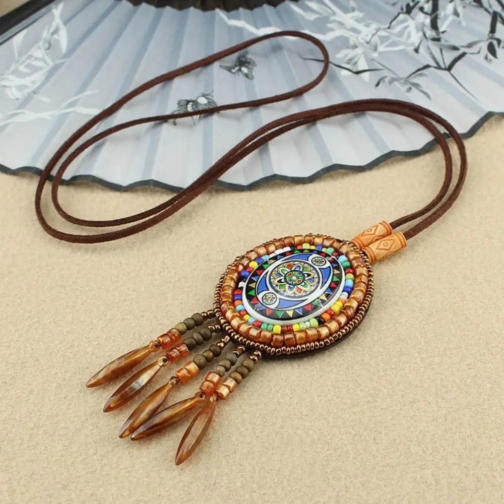 Vintage party ethnic jewelry lucky gift buddhist mala wood bead pendant nepal necklace - style 2