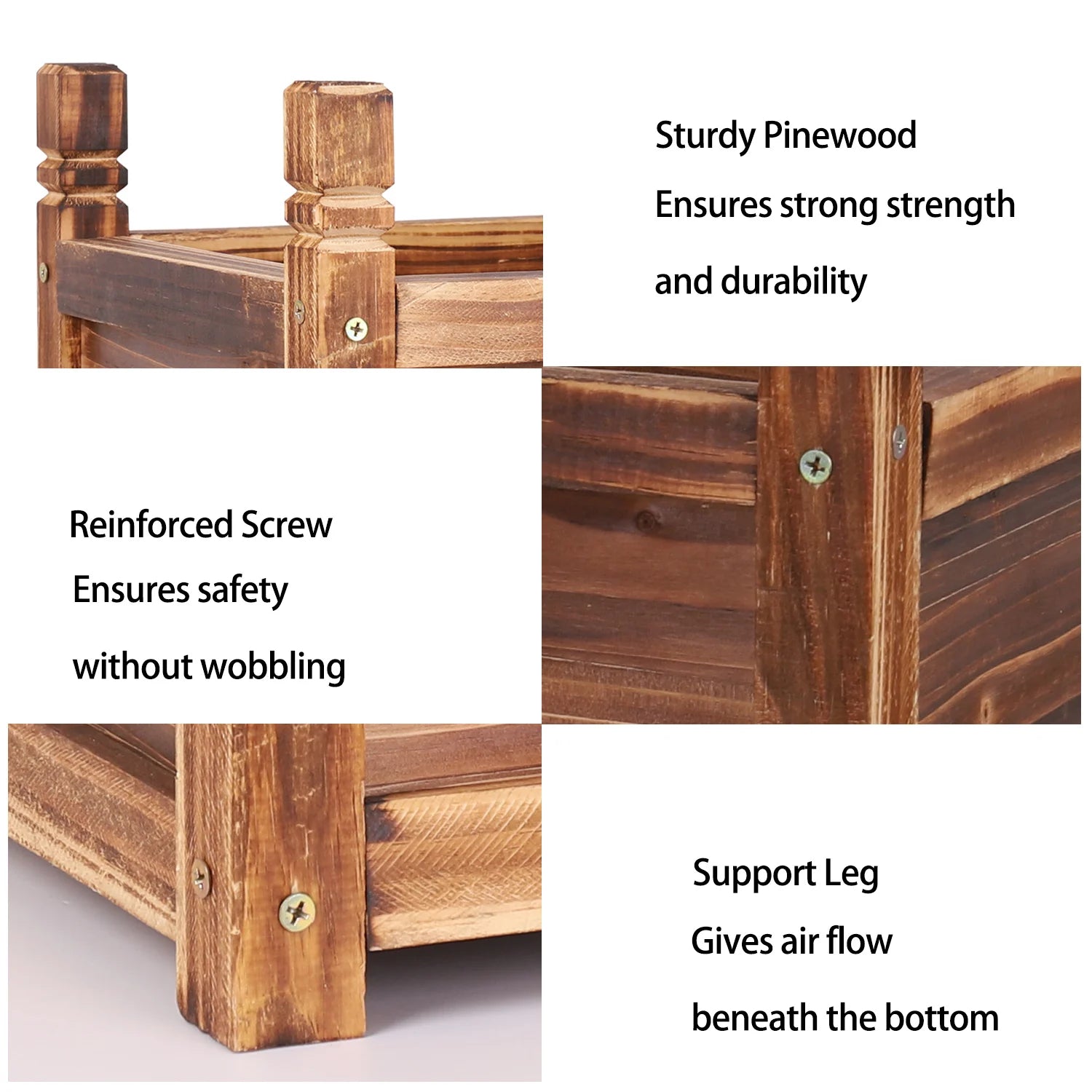 Wooden raised flower bed indoor outdoor vegetable herb planter pot garden display