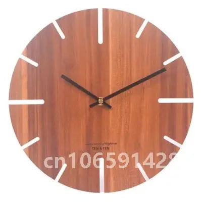 Nordic retro wooden wall clock corridor living room decoration solid wood quiet clocks hanging watch cafe store home
