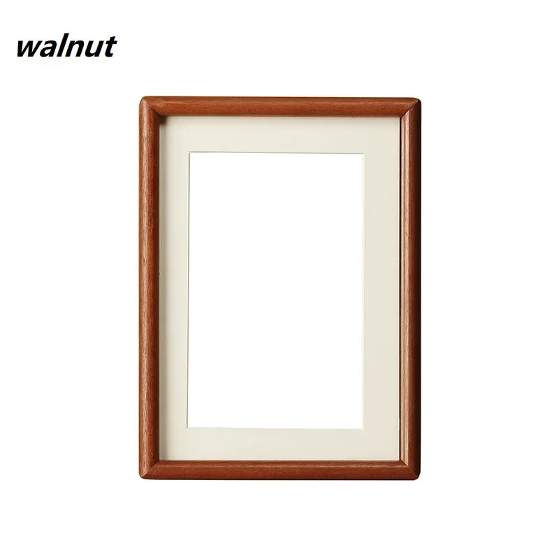Solid wood round corner picture frame walnut and golden sandalwood minimalist design tabletop home decor - 21.7x16.7cm