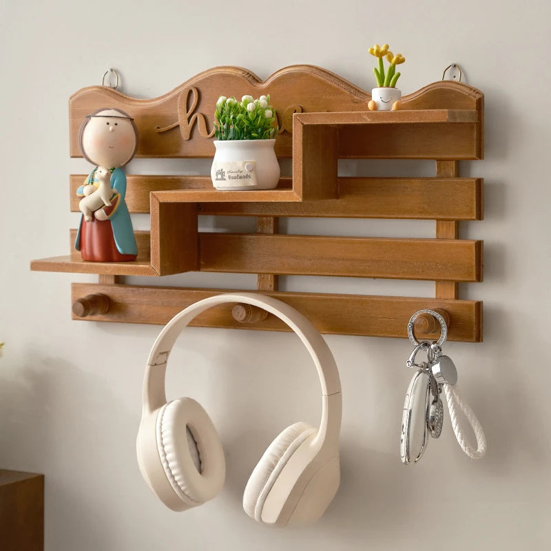 entrance-wall-hangers-key-holder-solid-wood-storage-rack-door-wall-wall-hooks-key-hanger-plants-pot-storage-shelf-home-decor