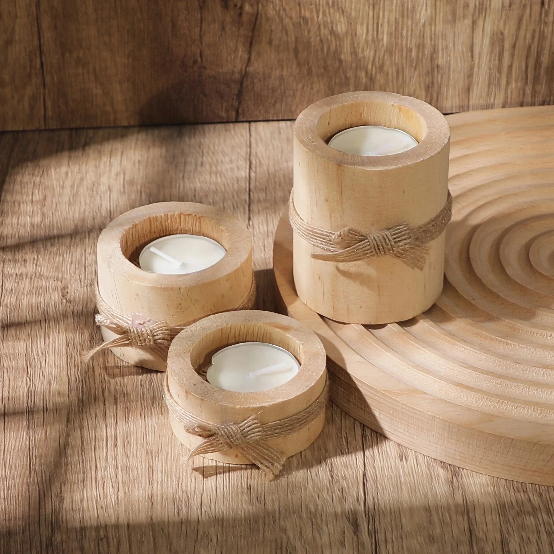 1pc/3pcs-wooden candle holders candlelight dinner props wedding anniversary valentine’s day decorations