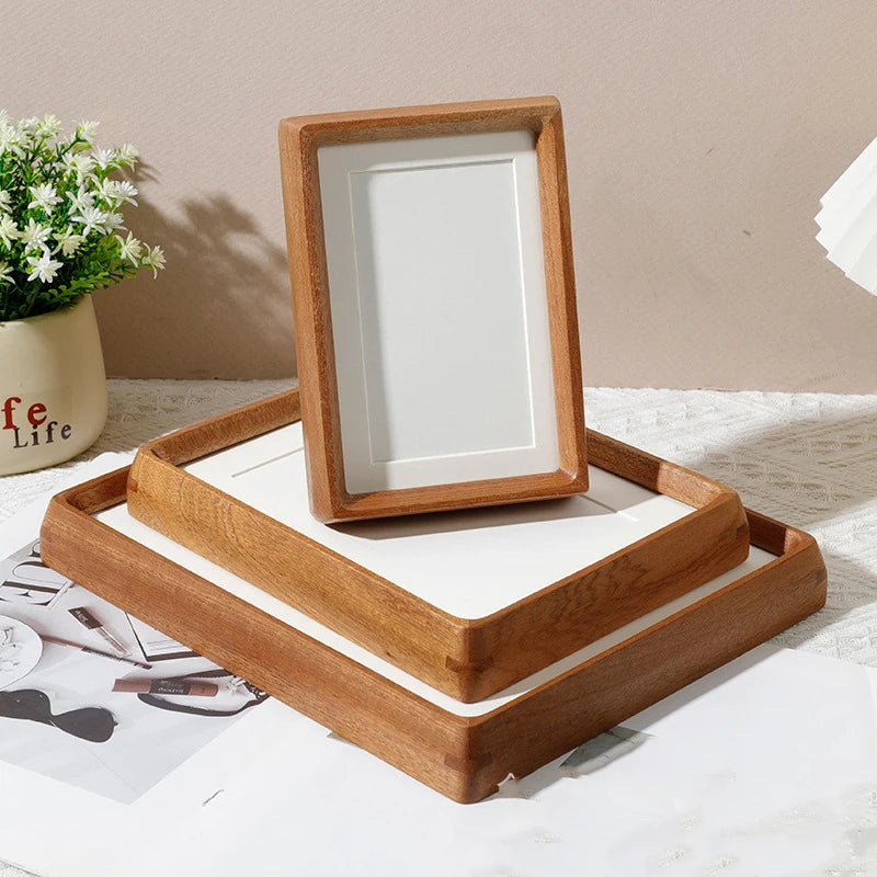 Solid wood black walnut mortise and tenon round corner picture frame elegant couple’s photo display stand home decor