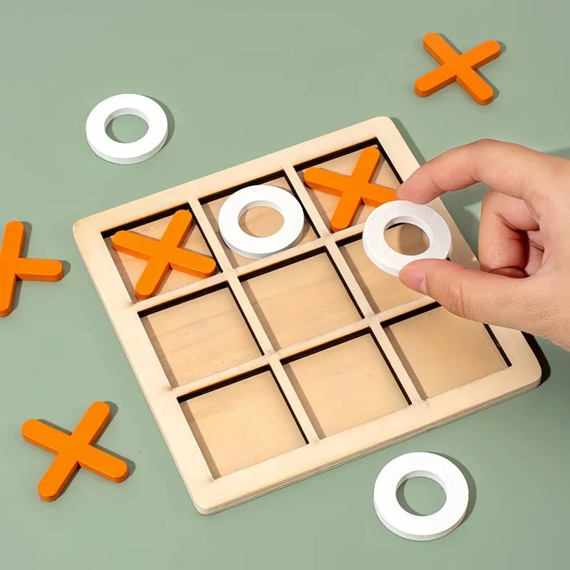 Xo tic tac toe wooden board game table toy parent-child interactive fun children puzzle toys for birthday party