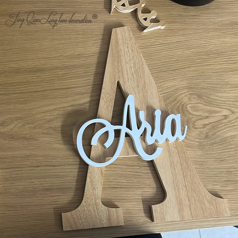 Wooden custom name sign wood script decor above crib name nursery - decorative