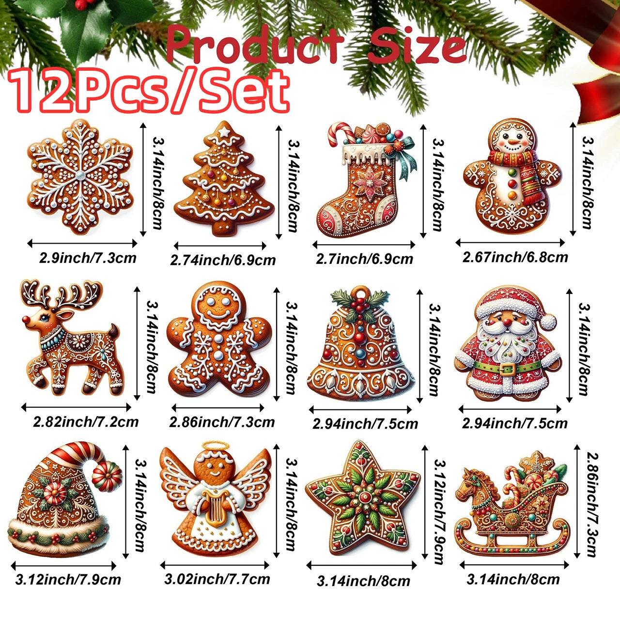 12pcs christmas wooden pendants gingerbread man xmas tree hanging ornaments home party decor navidad new year gifts