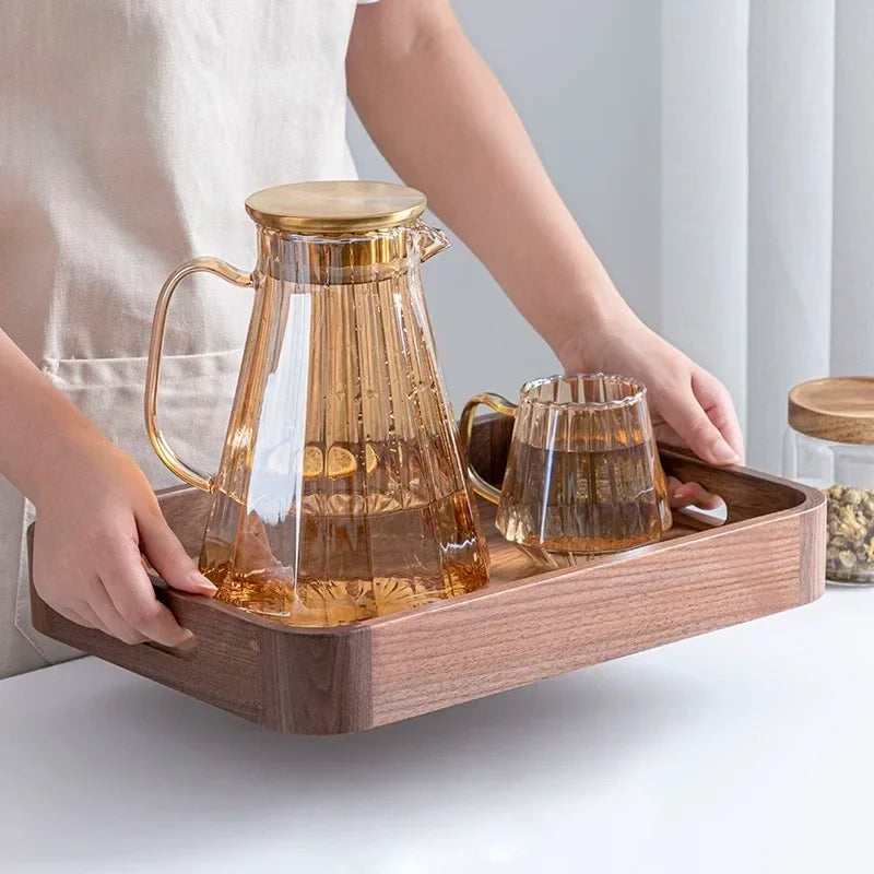 Wooden food tray walnut tea deluxe serving home tableware storage accessories coffee dessert snack