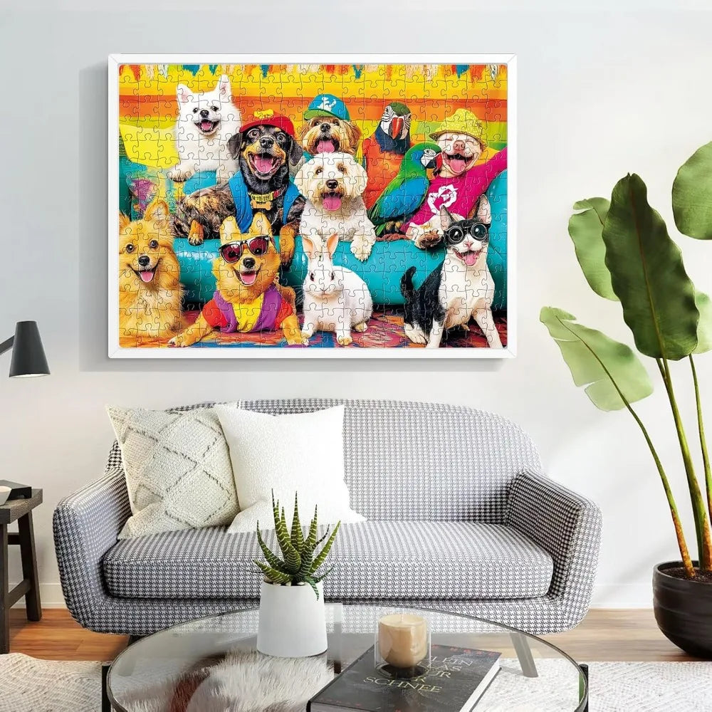 Adult funny dog cat bunny jigsaw puzzle 1000/500/300/120 pieces stress relief entertainment toys animal puzzles