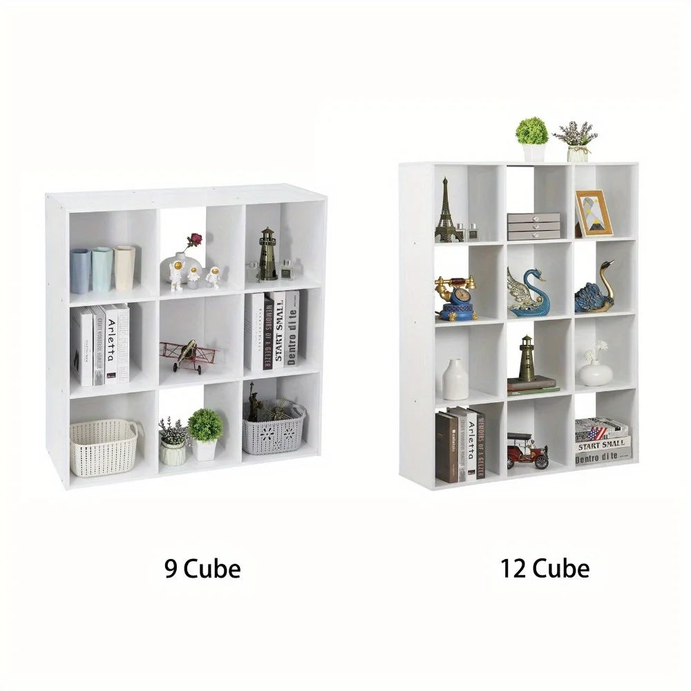 Cube locker wooden bookshelves with white backing - bookshelf
