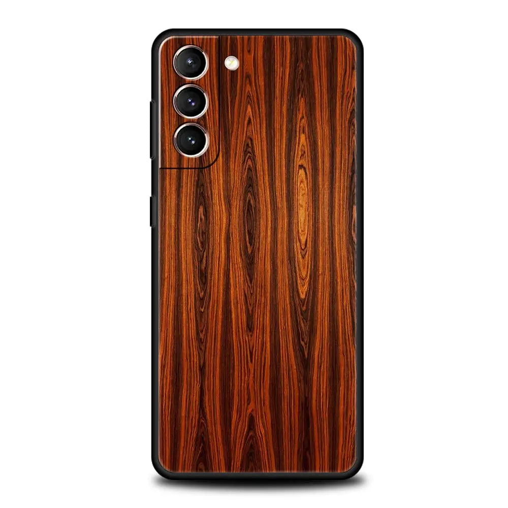 Carved wood case for samsung galaxy s22 s21 s20 ultra fe 5g s24 s9 s10 plus s23 s10e silicone phone cover shell black