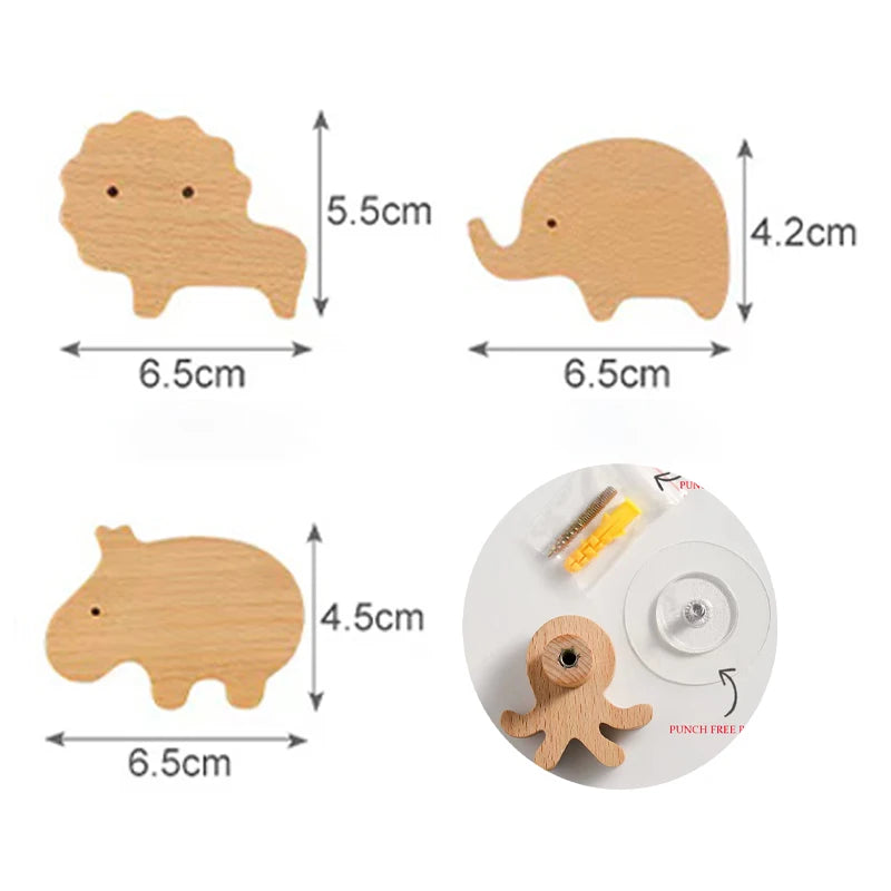 3pcs wood hooks organization wall holder clothes hanger keychain door hook bathroom kitchen accessories deco for home