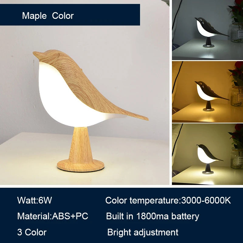 3 colors bedside lamp creative touch switch wooden bird night lights dimming brightness bedroom table reading decor