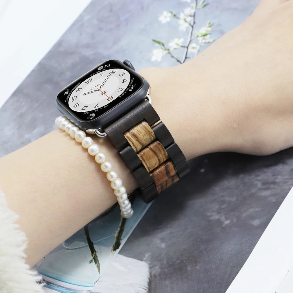 Wooden band for apple watch ultra 49mm se 44 40mm 38 42mm correa wood luxury bracelet iwatch series 8 7 6 5 4 41 45mm