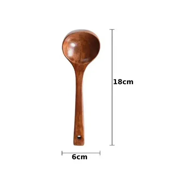 Wooden kitchenware serving spoon ladle large natural wood soup cooking utensil handmade tableware - 1pcs 6x18cm