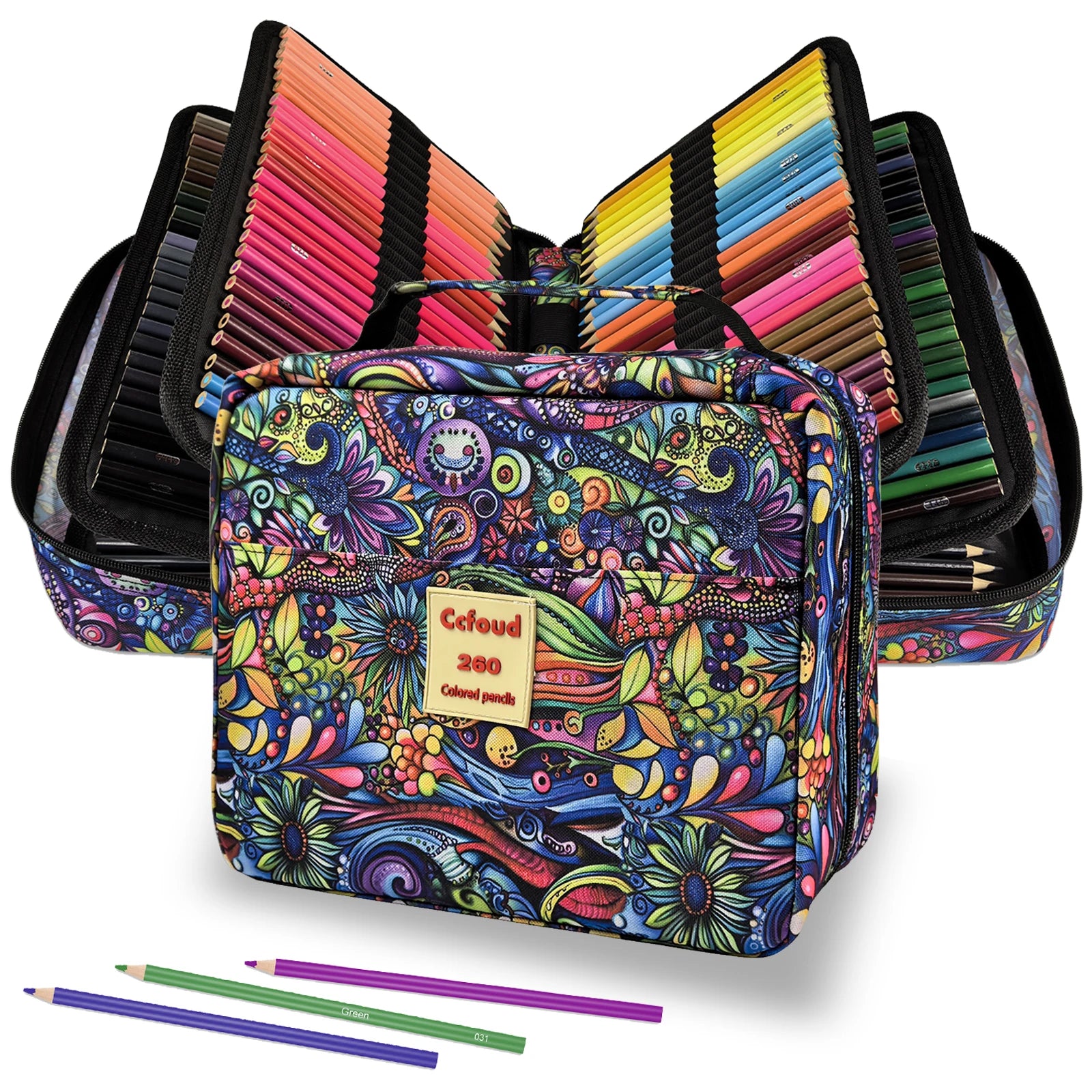 260 colored pencils soft core oil-based coloring kit with zipper for artists drawing sketching blending shading