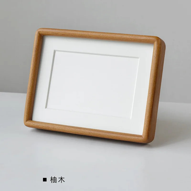 Solid walnut mortise and tenon corner round photo frame premium hardwood wedding dress picture wooden display - teak