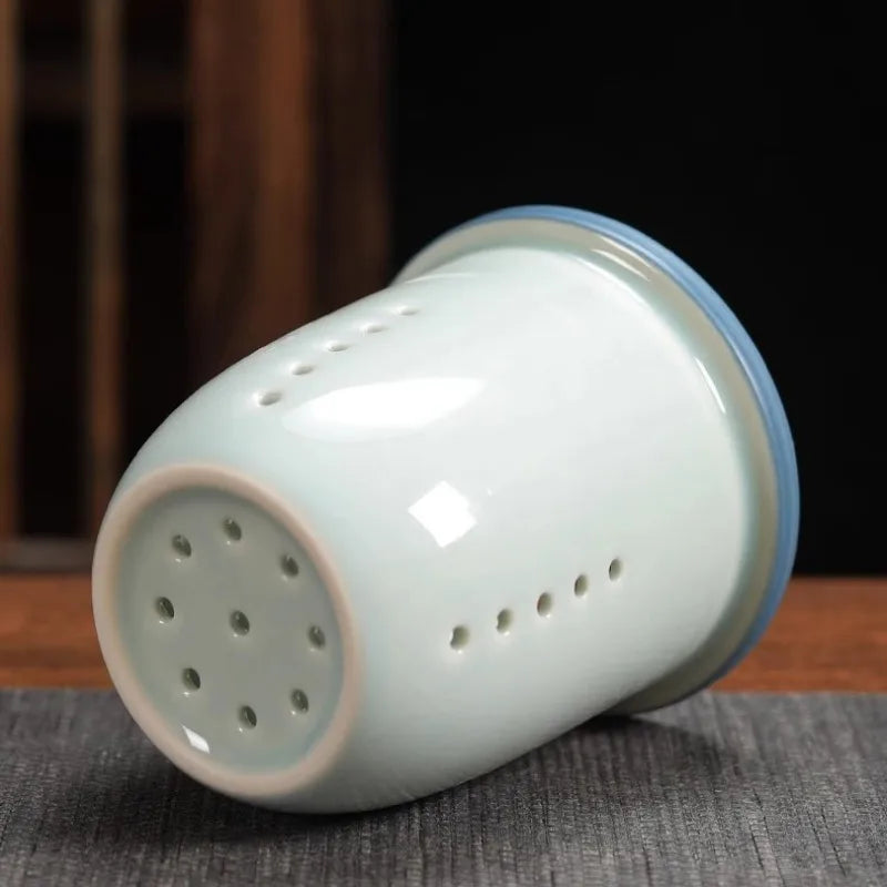 Black ceramic cup wooden handle filter tea mug creative office retro water cups and mugs china set birthday gift box