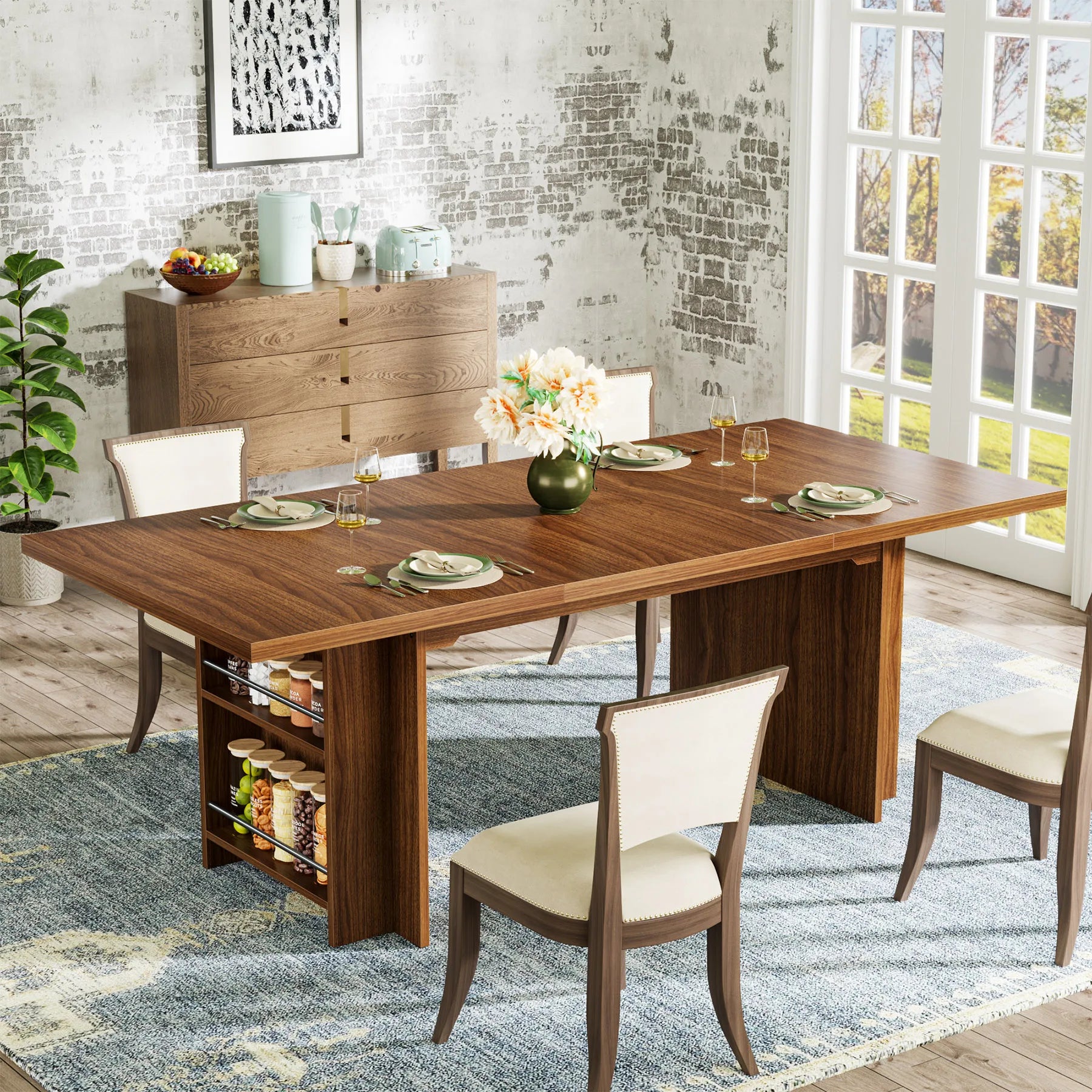 tribesigns-dining-table-for-6-to-8-63-inch-rectangular-wooden-kitchen-table-with-storage-industrial-dinner-table-with-shelves