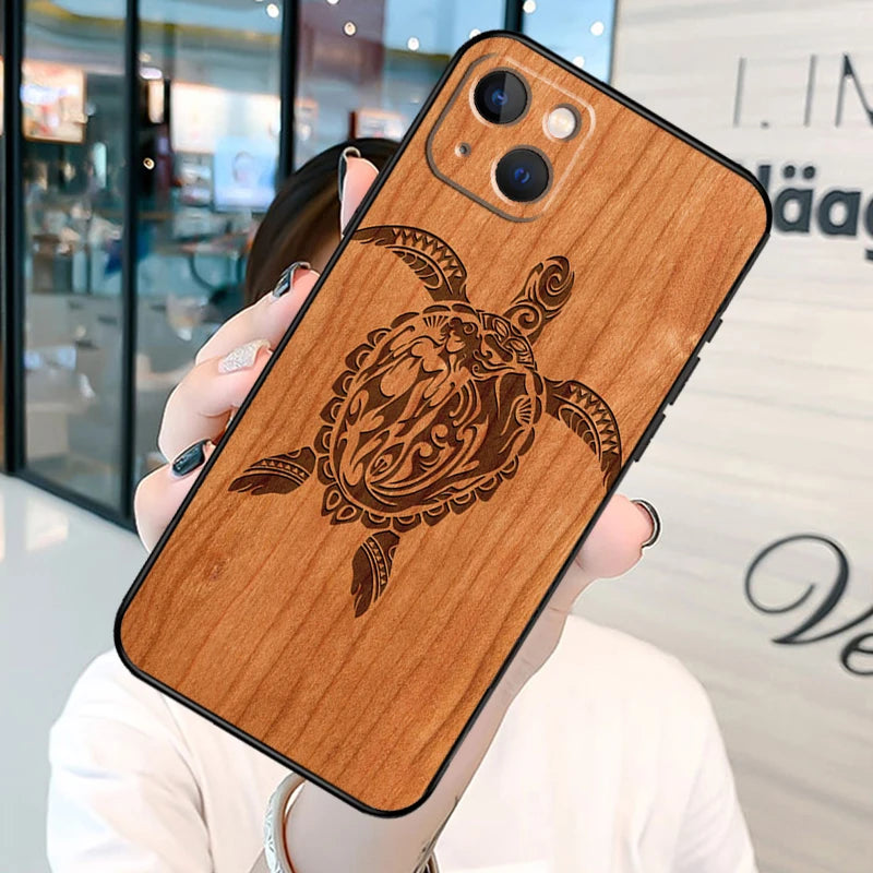 Wolf bike butterfly wood phone case for iphone 13 12 mini 11 14 15 16 pro max plus x xs xr cover shell - ooo876