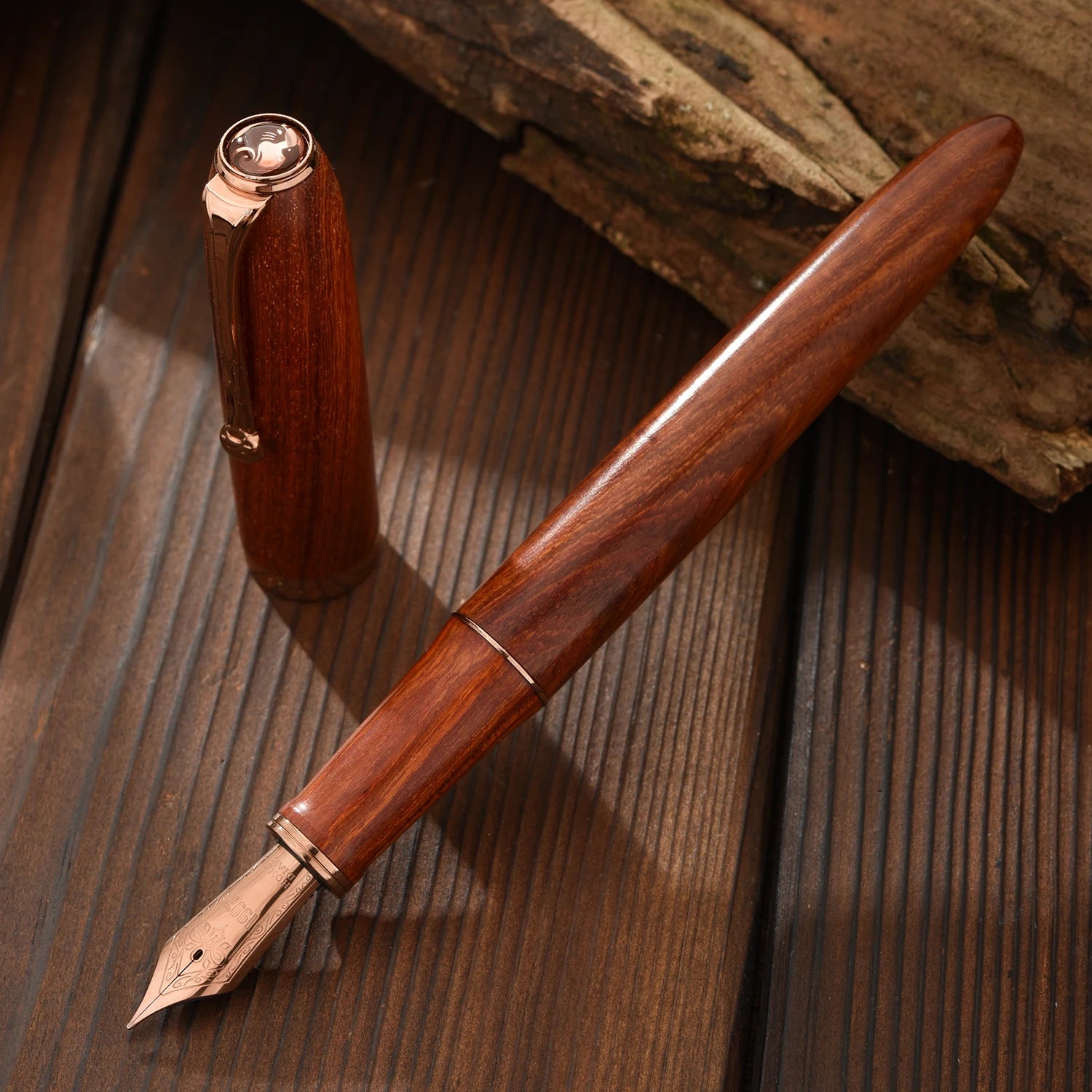 hongdian-a10-natural-wooden-fountain-pen-ef-f-nib-brown-black-with-converter-office-writing-gift-pen