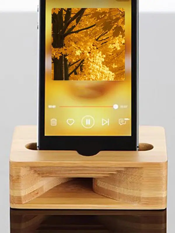 Wood phone speaker amplifier holder stand desktop tablet shower cellphone dock natural loudspeaker