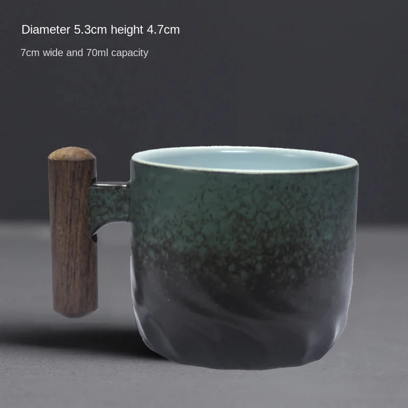 Creative handmade exquisite coffee cup vintage with wooden handle mug cups mugs drinkware kitchen dining bar home