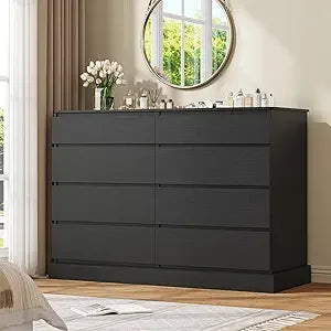 8 drawers dresser for bedroom black large chest of long modern double dressers big clothing storage organizer closet