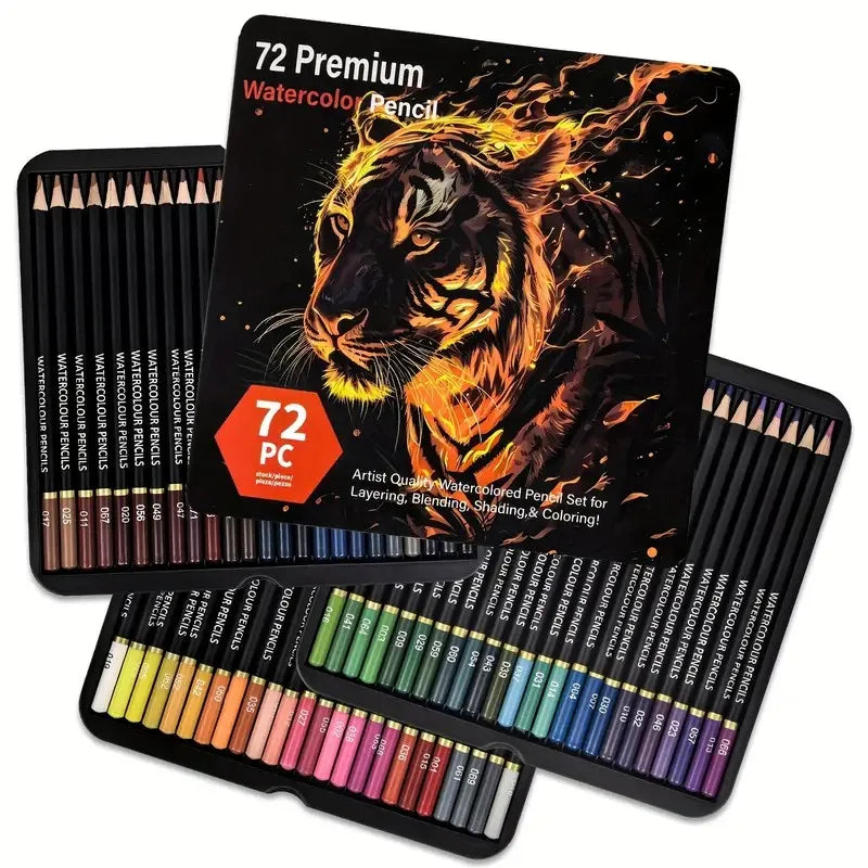 Brutfuner 72 watercolor pencils - vibrant art set for adults professional quality ideal blending effects with wet