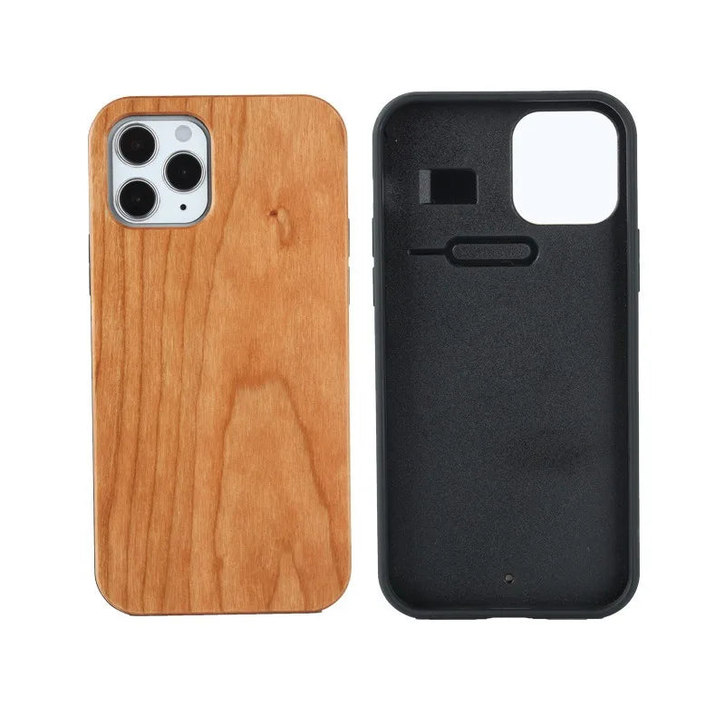 Bamboo wood shockproof protective case for iphone 16 15 14 13 12 11 pro max mobile phone