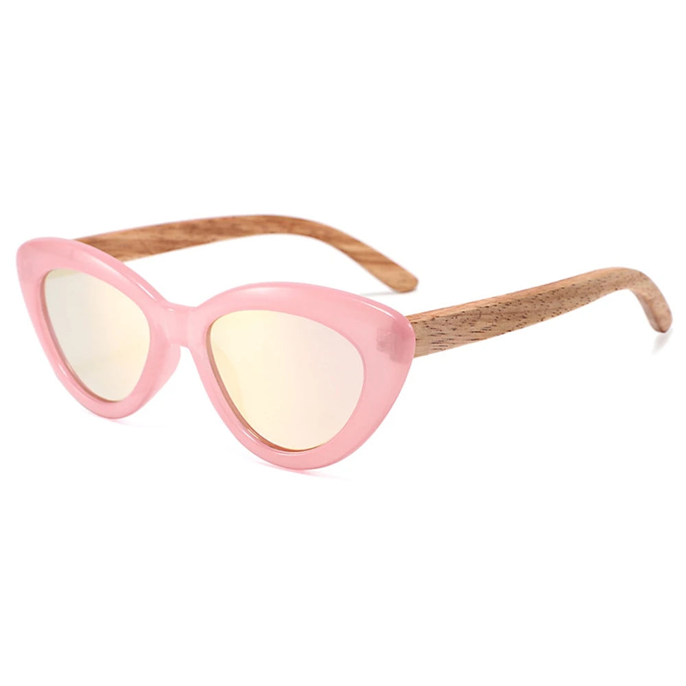 Shinycoco luxury brand cat eye sunglasses wooden legs retro uv protection bamboo wood polarized - powdered mercury