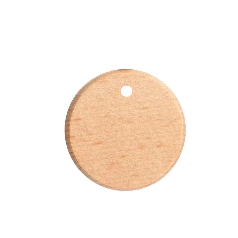 100pcs round wooden key ring portable beech keychain - wood no ring - chain