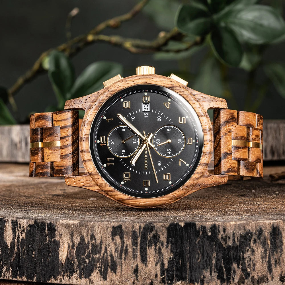 Bobo bird personalized men’s wristwatches multi-language handmade wooden watch supported free customized watches gift