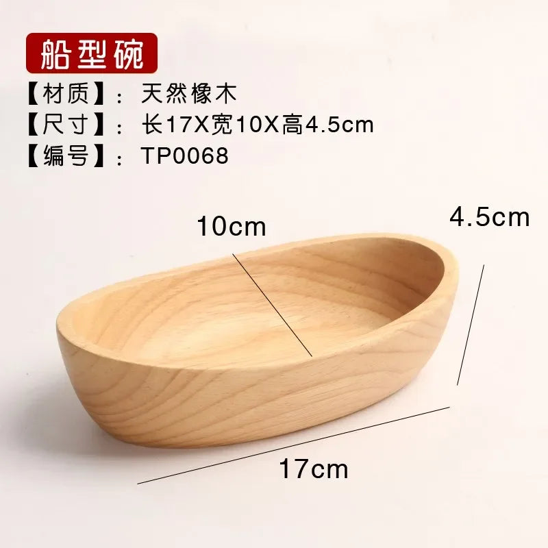 Acacia wooden bowlpremium dry fruit platesushi platenut boxtea refreshment trayfruit platesolid boat-shaped bowl