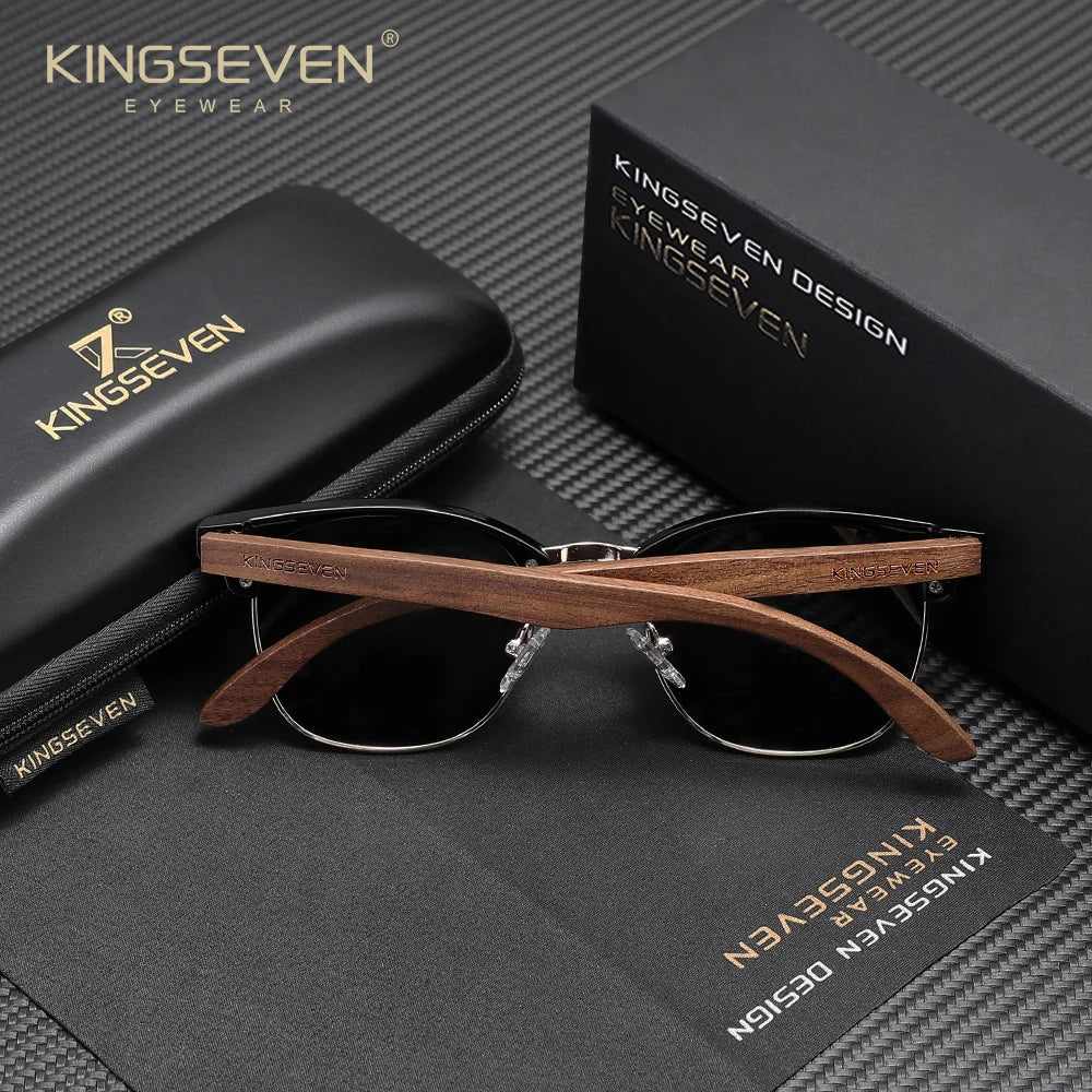Kingseven brand black walnut wood sunglasses for men women polarized high quality sun glasses uv400 eyewear shades