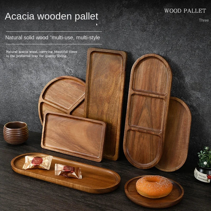 Japanese solid wood fruit plate factory wholesale wooden tray multi-size high-value snack