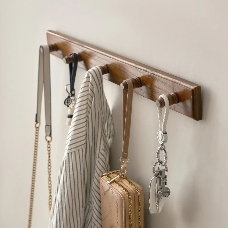 Entrance wall hangers key holder solid wood storage rack door hooks hanger plants pot shelf home decor