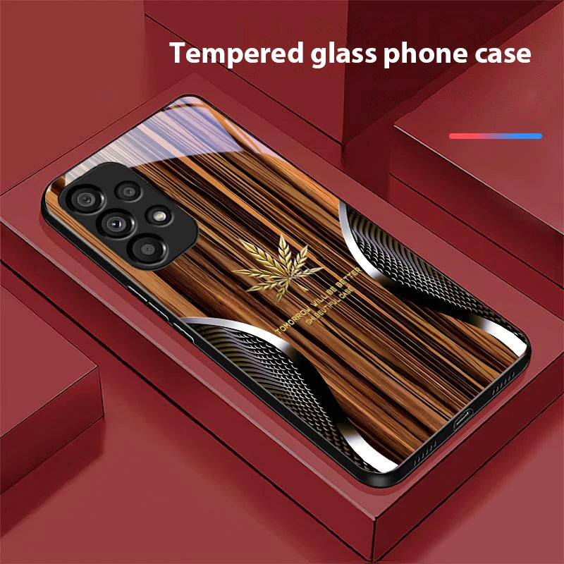 Wood grain snake for samsung galaxy s10 s20 plus s21 fe s22 s23 s24 s25 ultra black tempered glass phone case hard shell