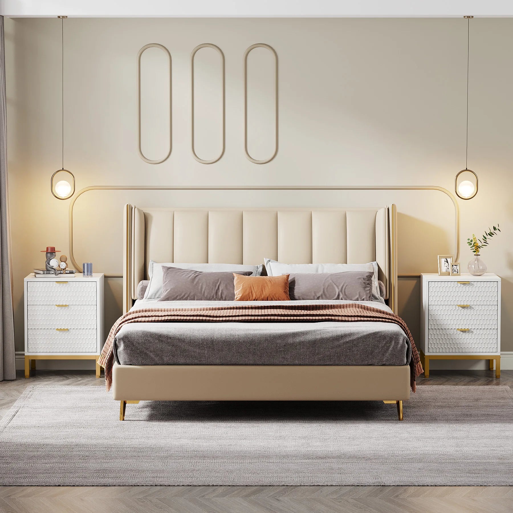 Tribesigns modern nightstand 65.5 cm tall bedside table with 3 drawers contemporary end side storage