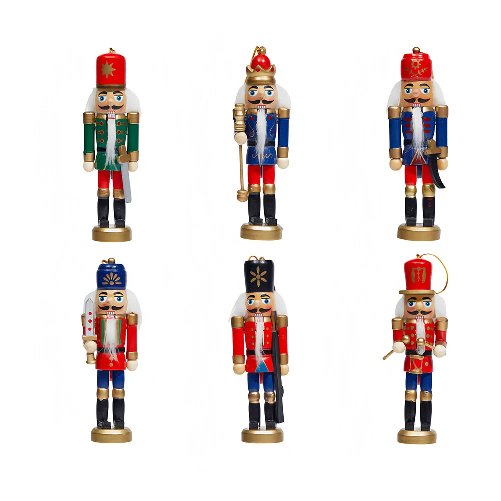 6 pcs puppet soldier christmas nutcracker ornament wooden party decor for xmas gift