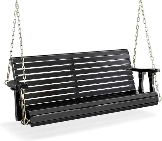 Heavy-duty wooden swing bench for outdoor spaces 880lbs capacity with hanging chains garden and patio relaxation