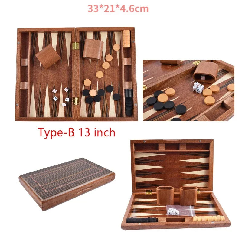 11-17 inch wooden backgammon luxury chess set foldable large board handmade professional family table game gift - 13