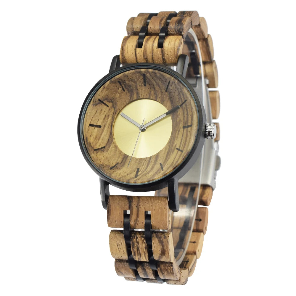 Wooden watch for men women stylish chronograph military casual calendar wood watches - a005-3