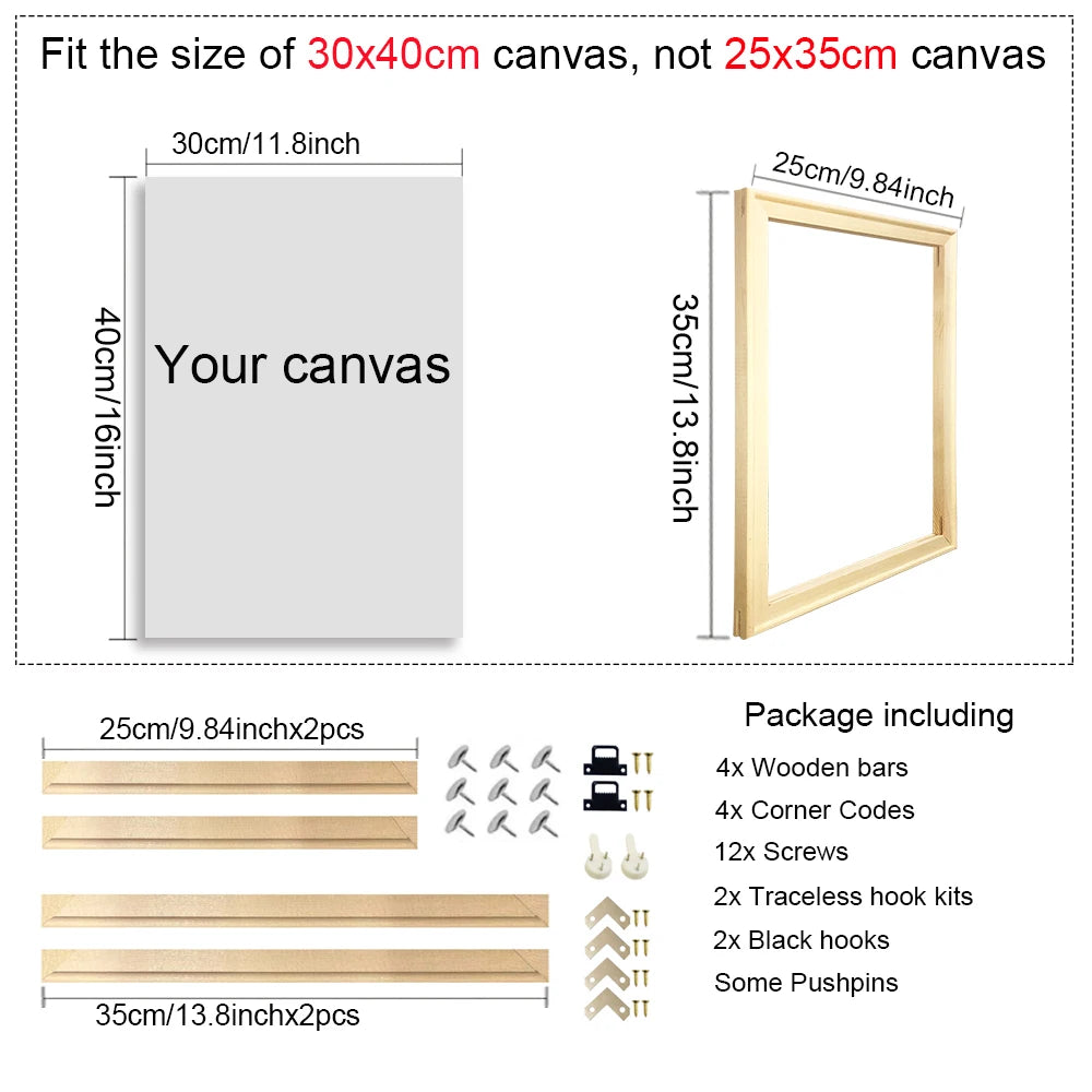 40x60 50x70 60x90 60x120 diy wood frame kit for canvas oil painting bars diamond wall art - 25x35cm