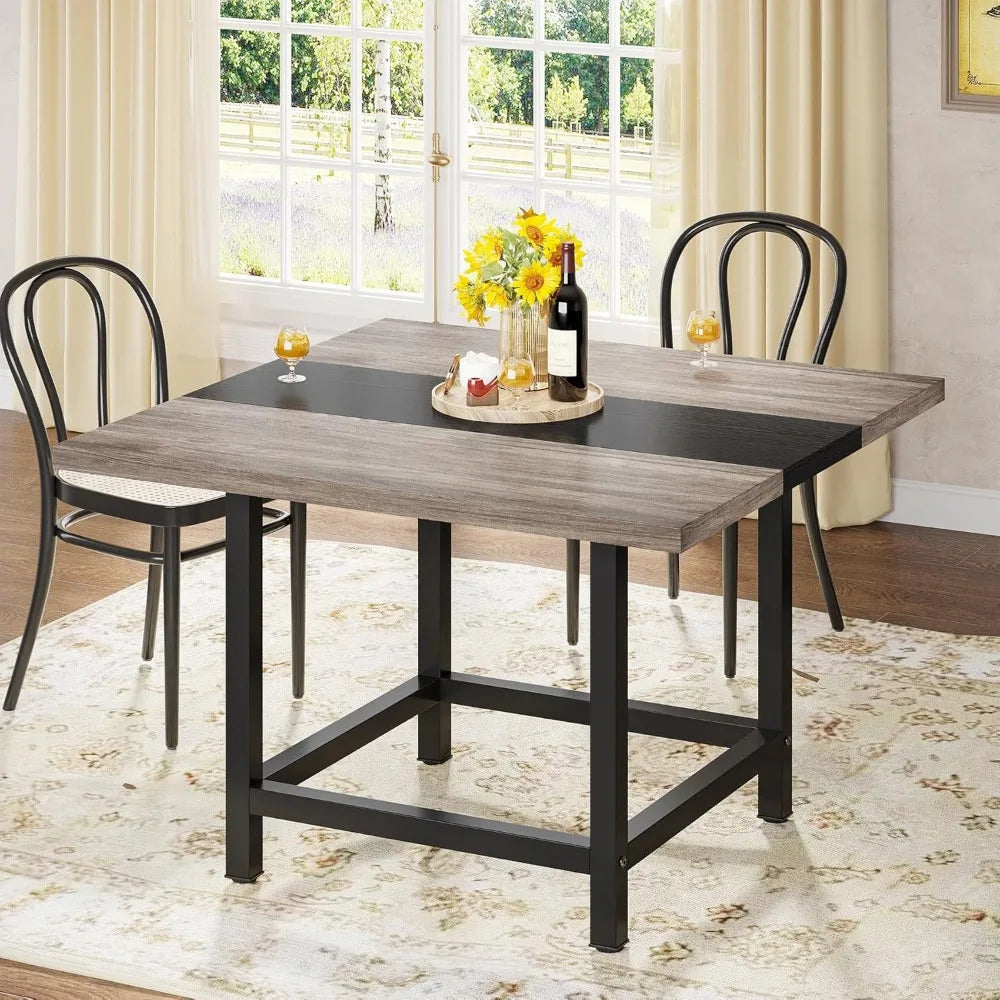 Farmhouse style square dining table for four 39.4x39.4x29.5 inches wooden kitchen suitable two-person - united states