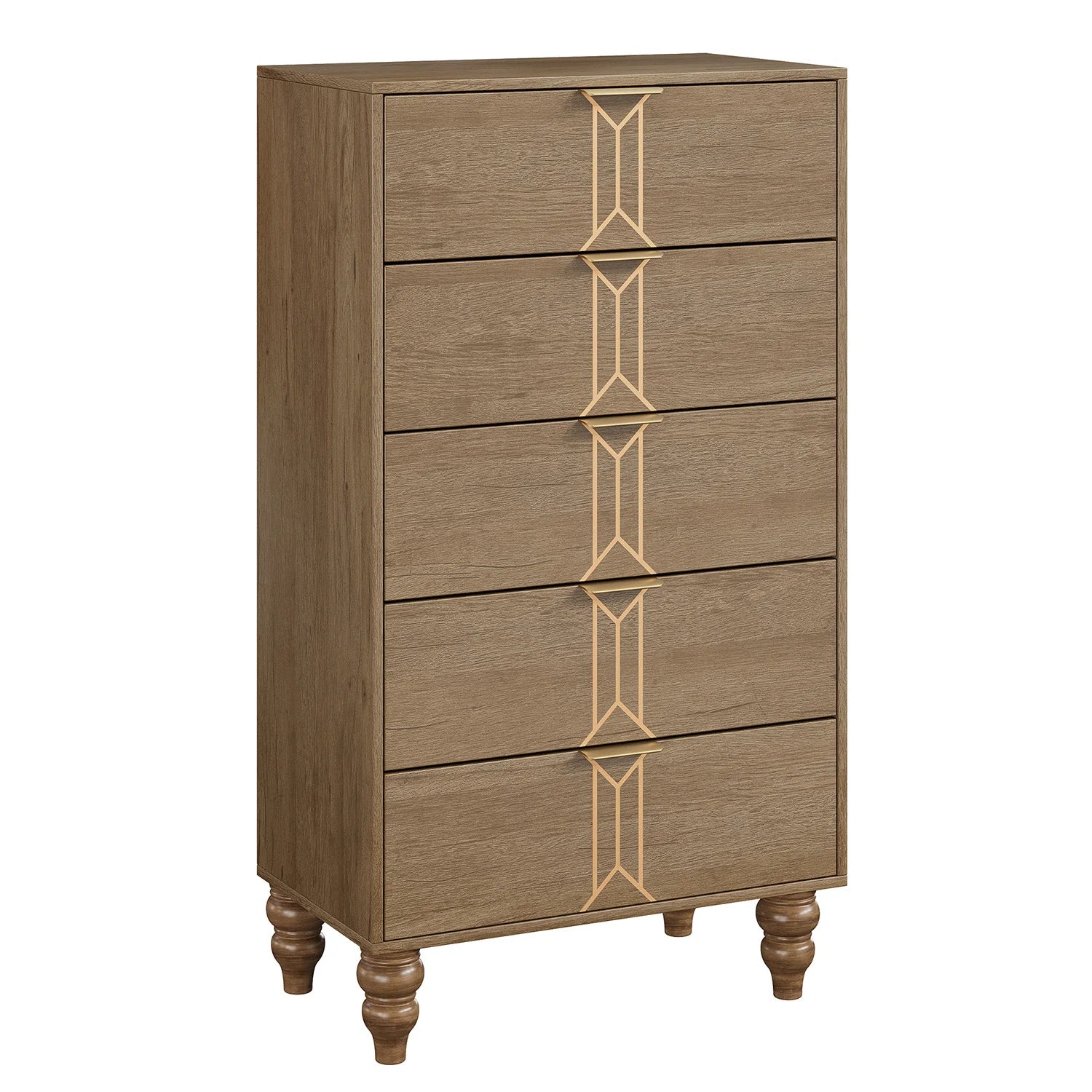 125cm tall wooden 5 drawer dresser with vintage design modern stylish deep drawers for bedroom living room entryway