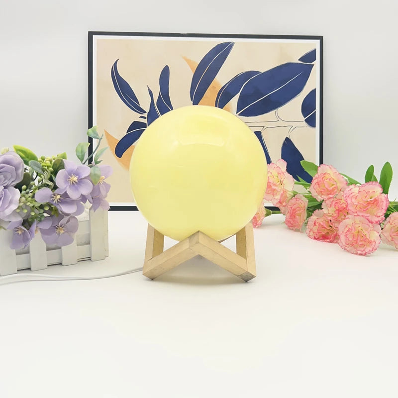 Modern and simple wooden round ball decorative small table lamp bedroom bedside living room to add atmosphere environm