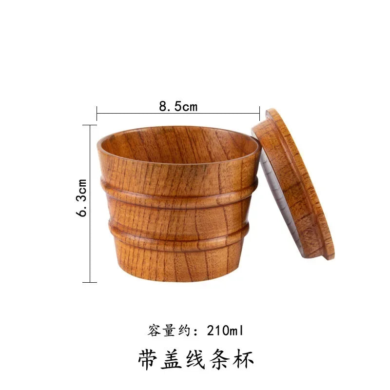 Wooden big belly cups handmade jujube wood handle beer tea coffee milk water cup kitchen bar drinkware for 1pc - lid