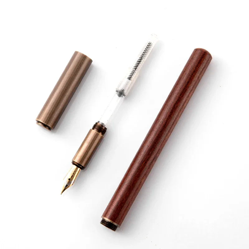 Retro metal fountain pen 0.5mm vintage wooden writing for students art calligraphy gifts stationery supplies
